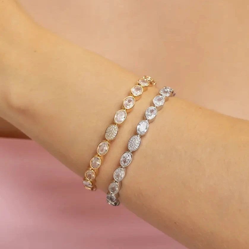 BRACELET BANGLE OVAL CUBIC ZIRCONIA DELUXE