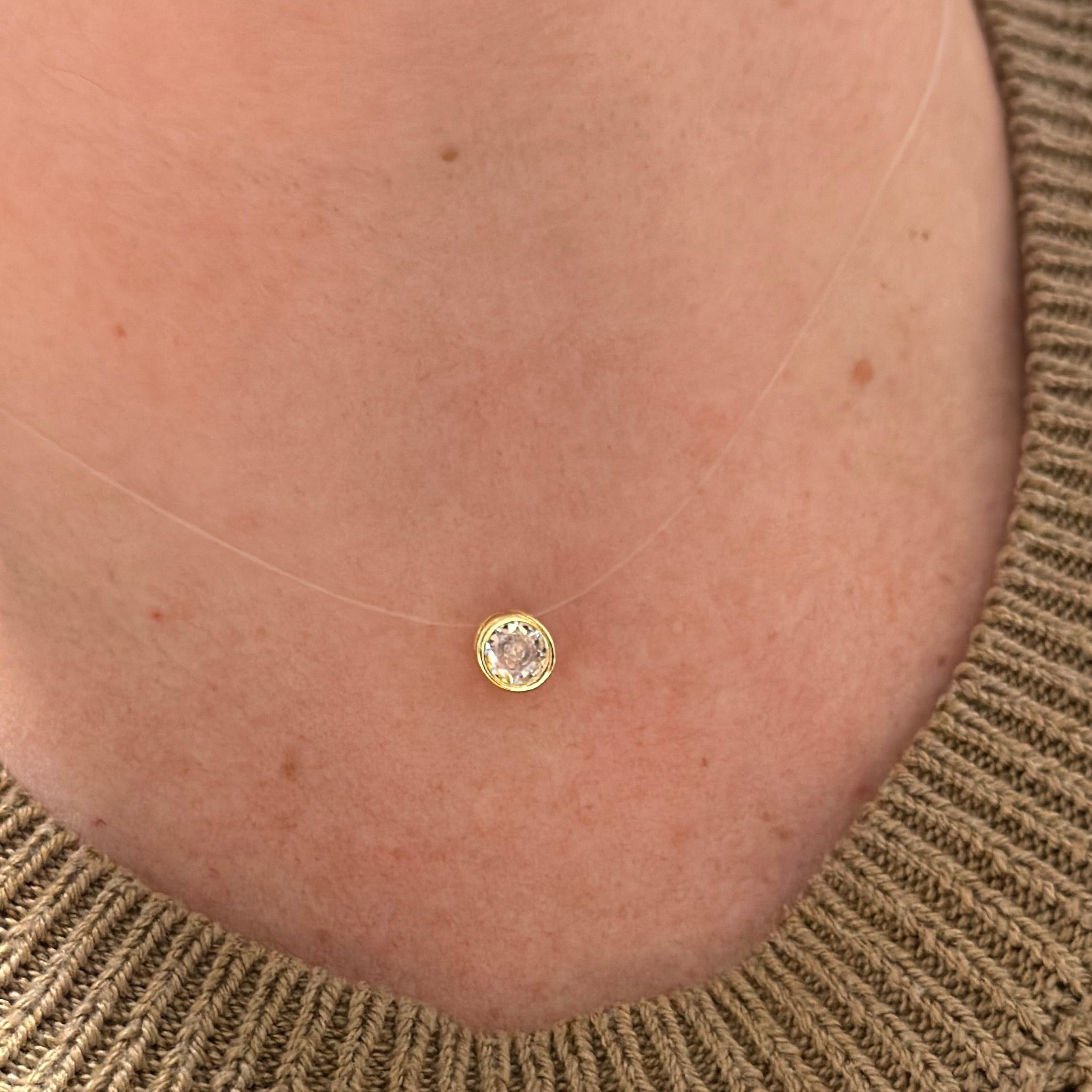 NECKLACE ROUND CUBIC ZIRCONIA ON NYLON STRING