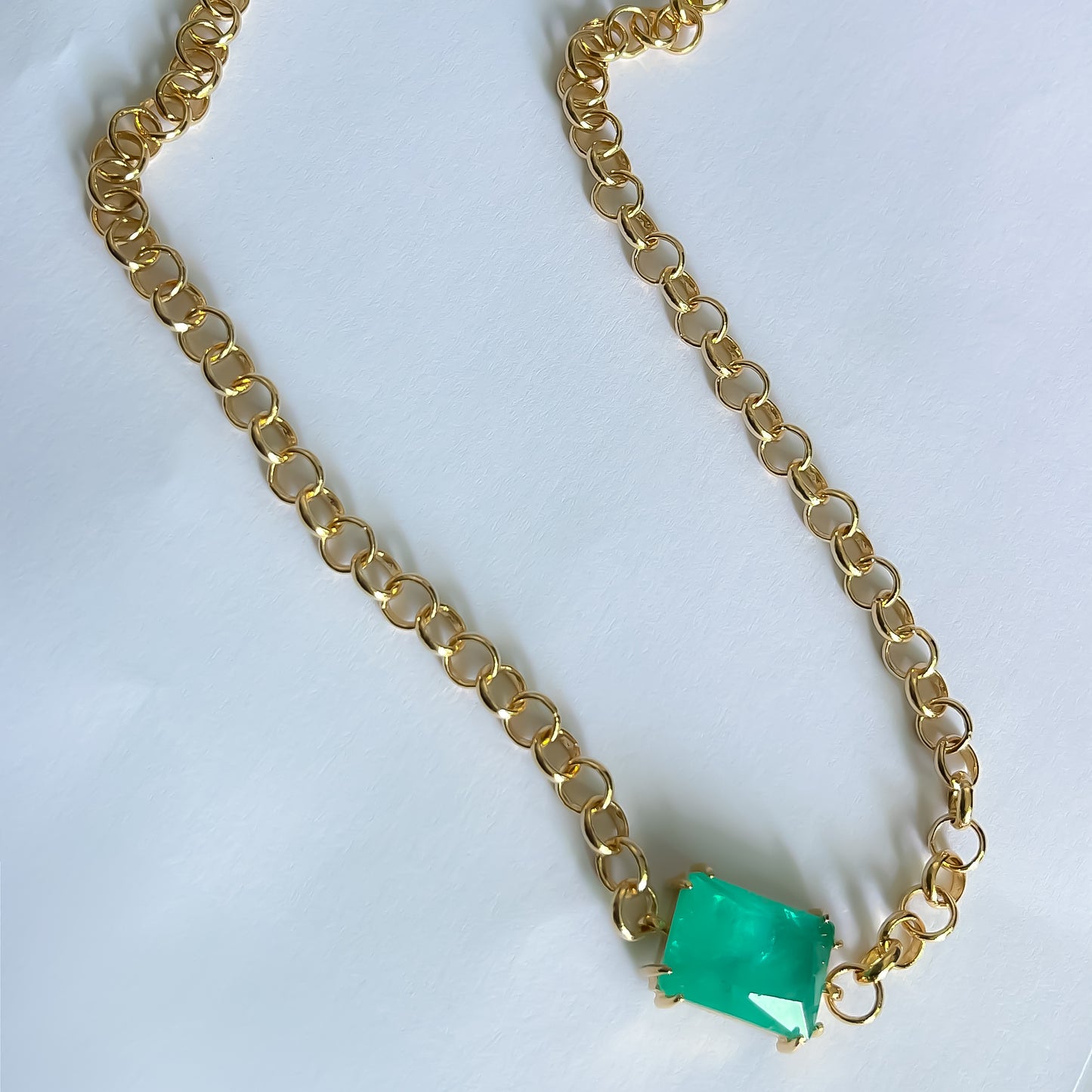 NECKLACE CHAIN WITH RECTANGLE CRYSTAL