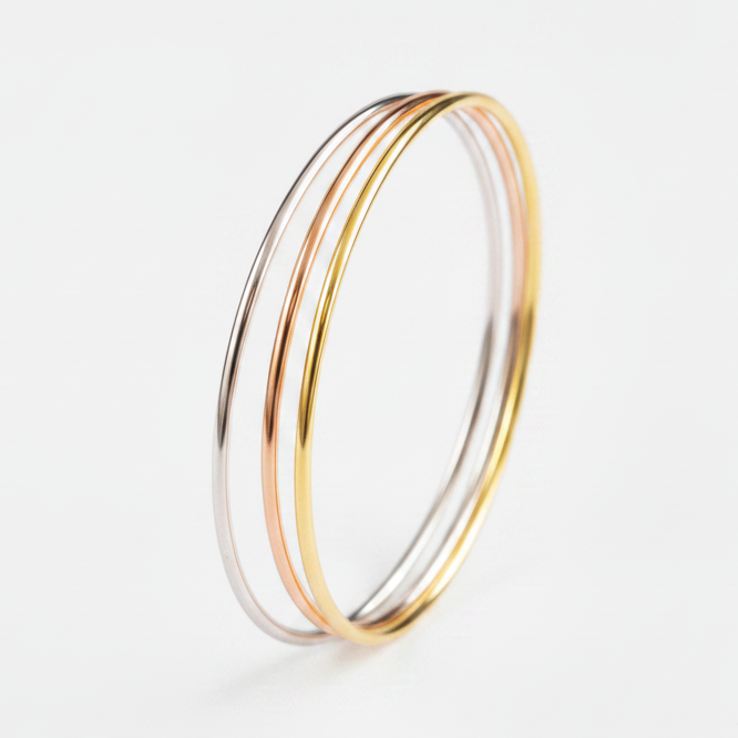 BRACELET SET OF 3 BANGLES GOLD/SILVER/ROSE