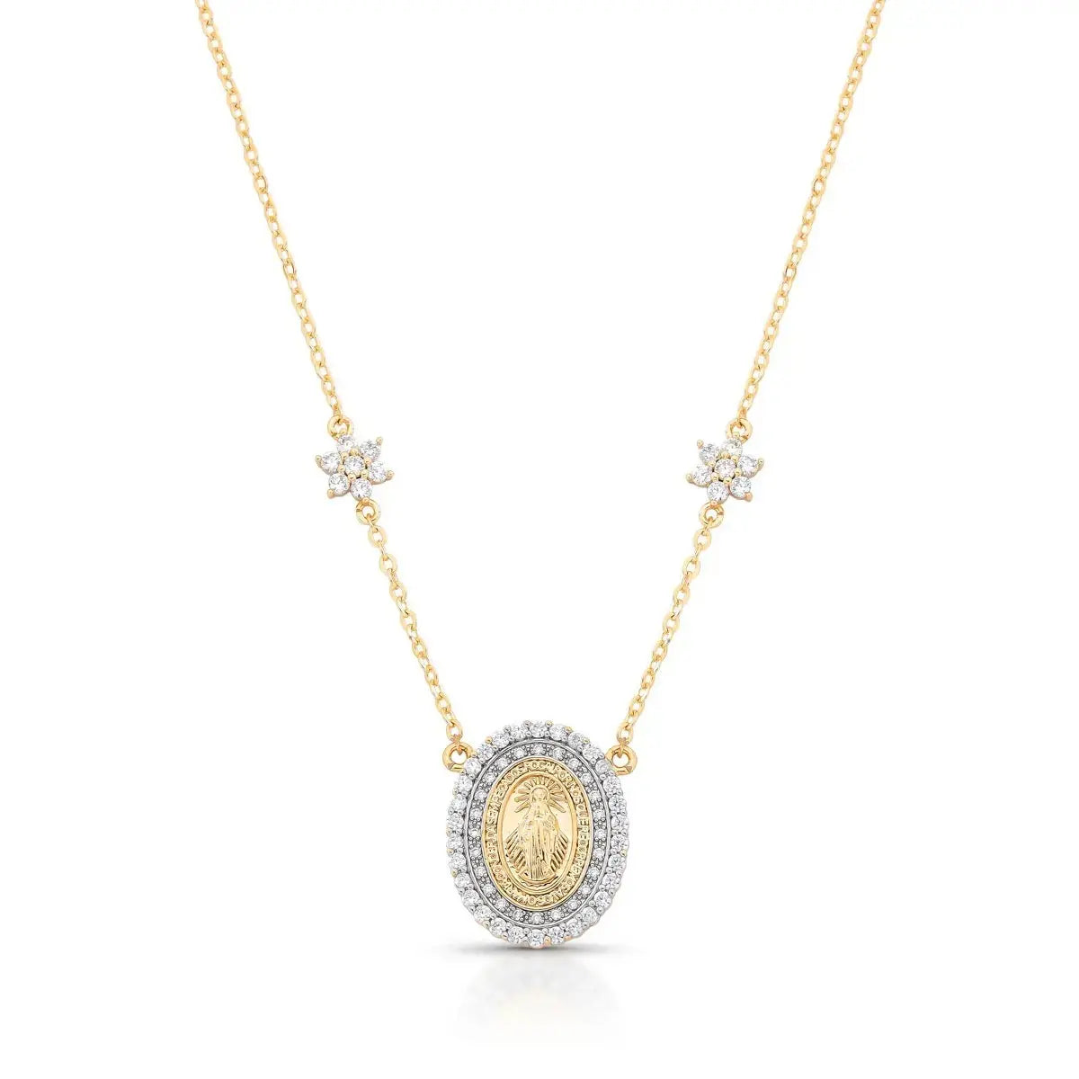 NECKLACE STUDDED HALO MIRACLE MEDAL OUR LADY OF GRACE