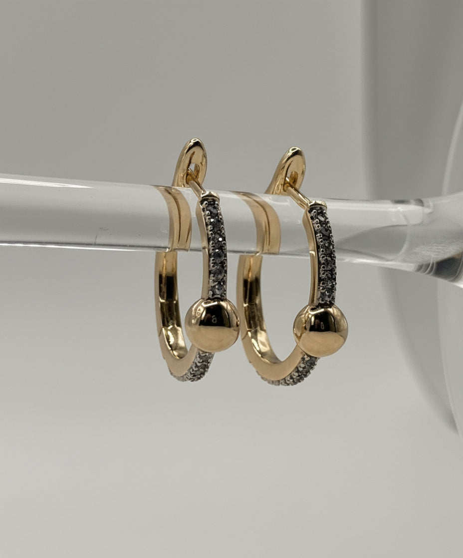 EARRING HOOPS CENTER SPHERE