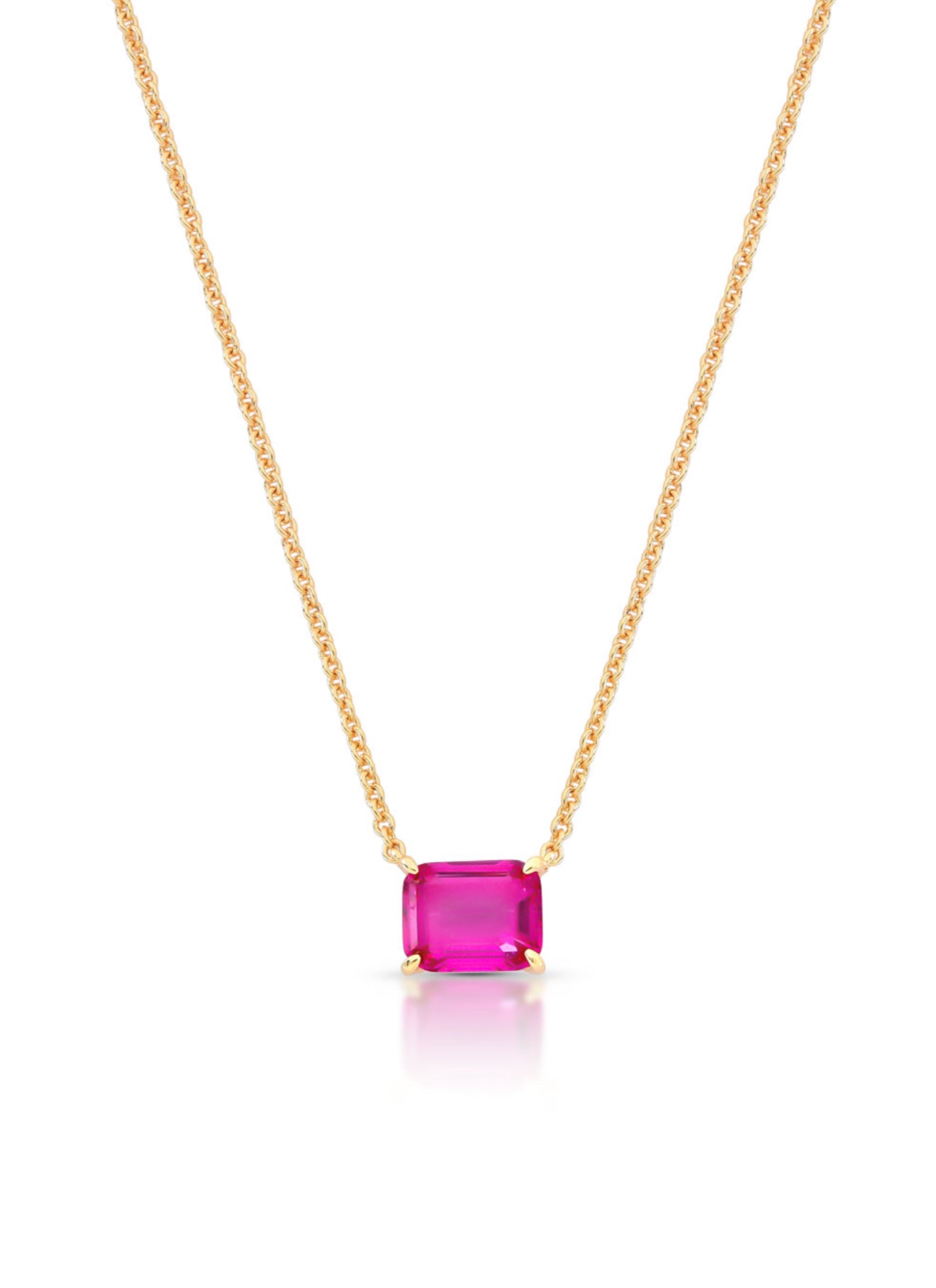 NECKLACE RECTANGLE CUBIC ZIRCONIA PENDANT