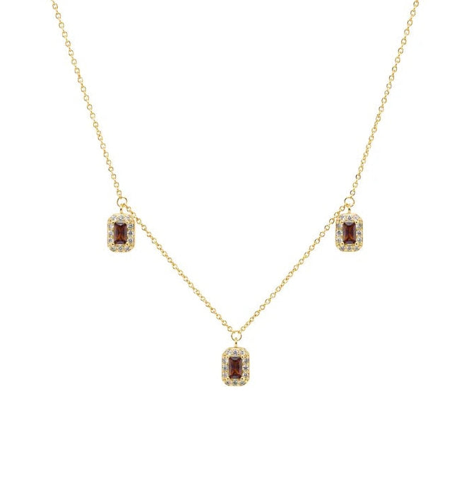 NECKLACE BROWN TOPAZ RECTANGLE CRYSTALS