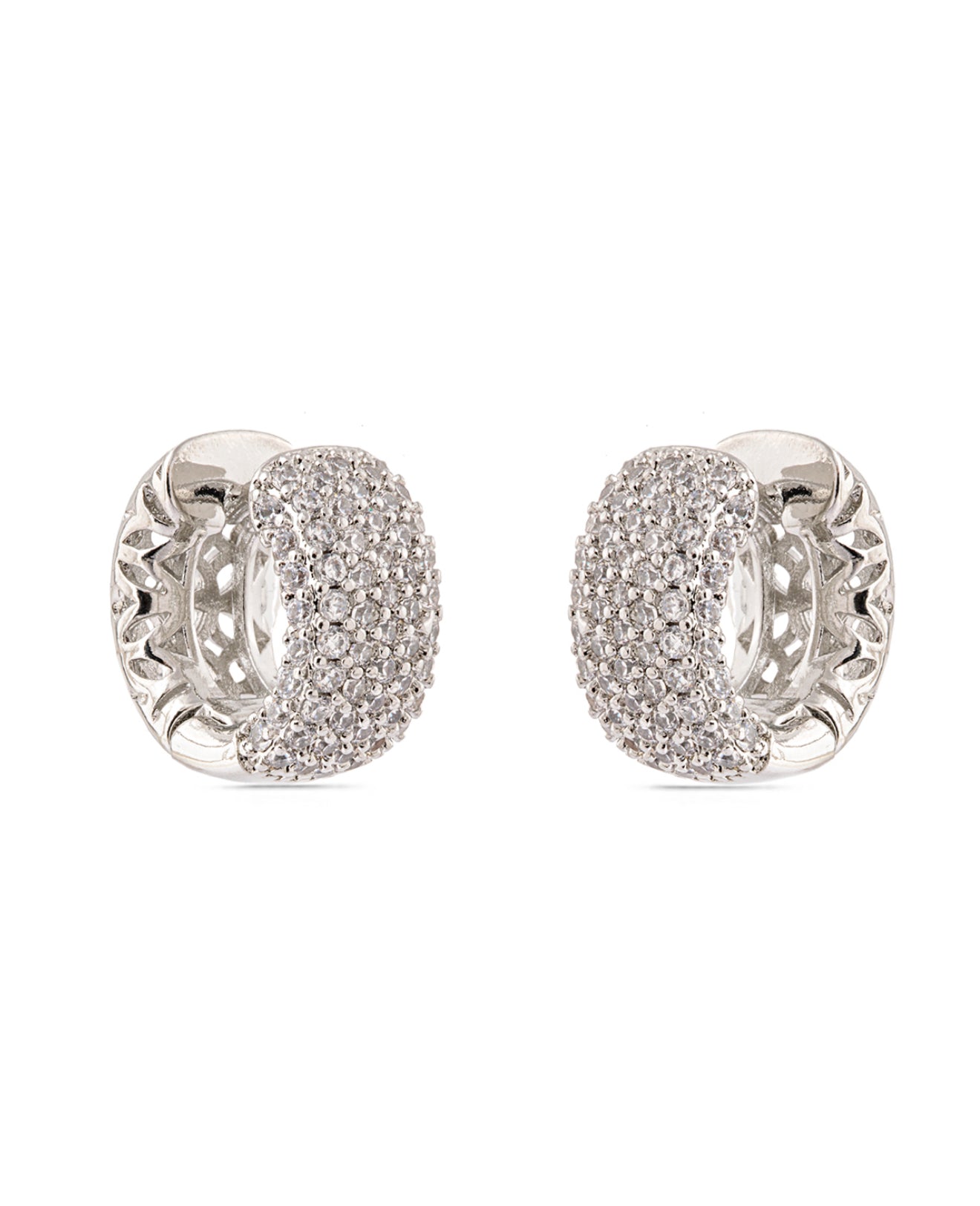 EARRING HOOPS BULKY STUDDED CUBIC ZIRCONIAS