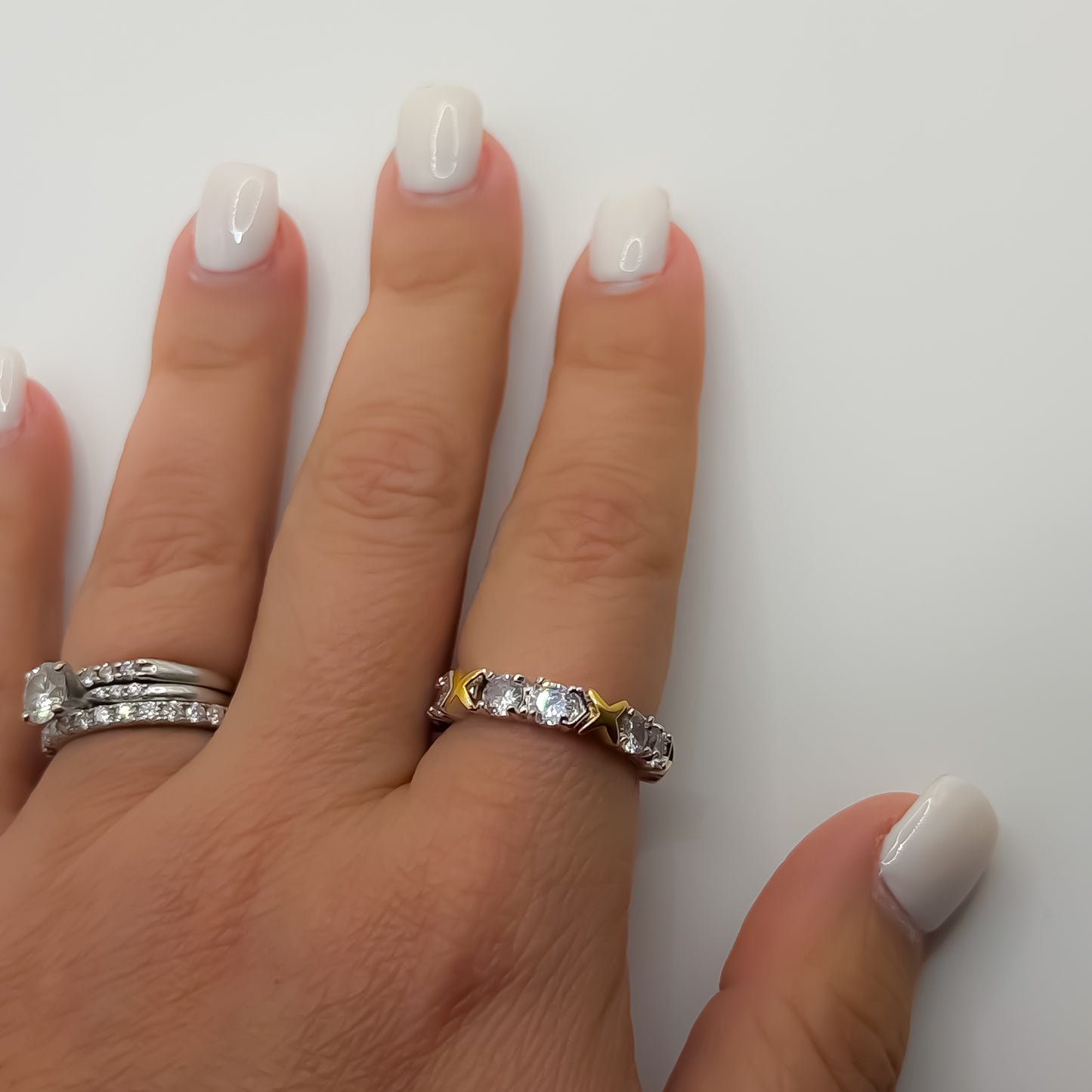 RING X CUBIC ZIRCONIA DUO PLATED