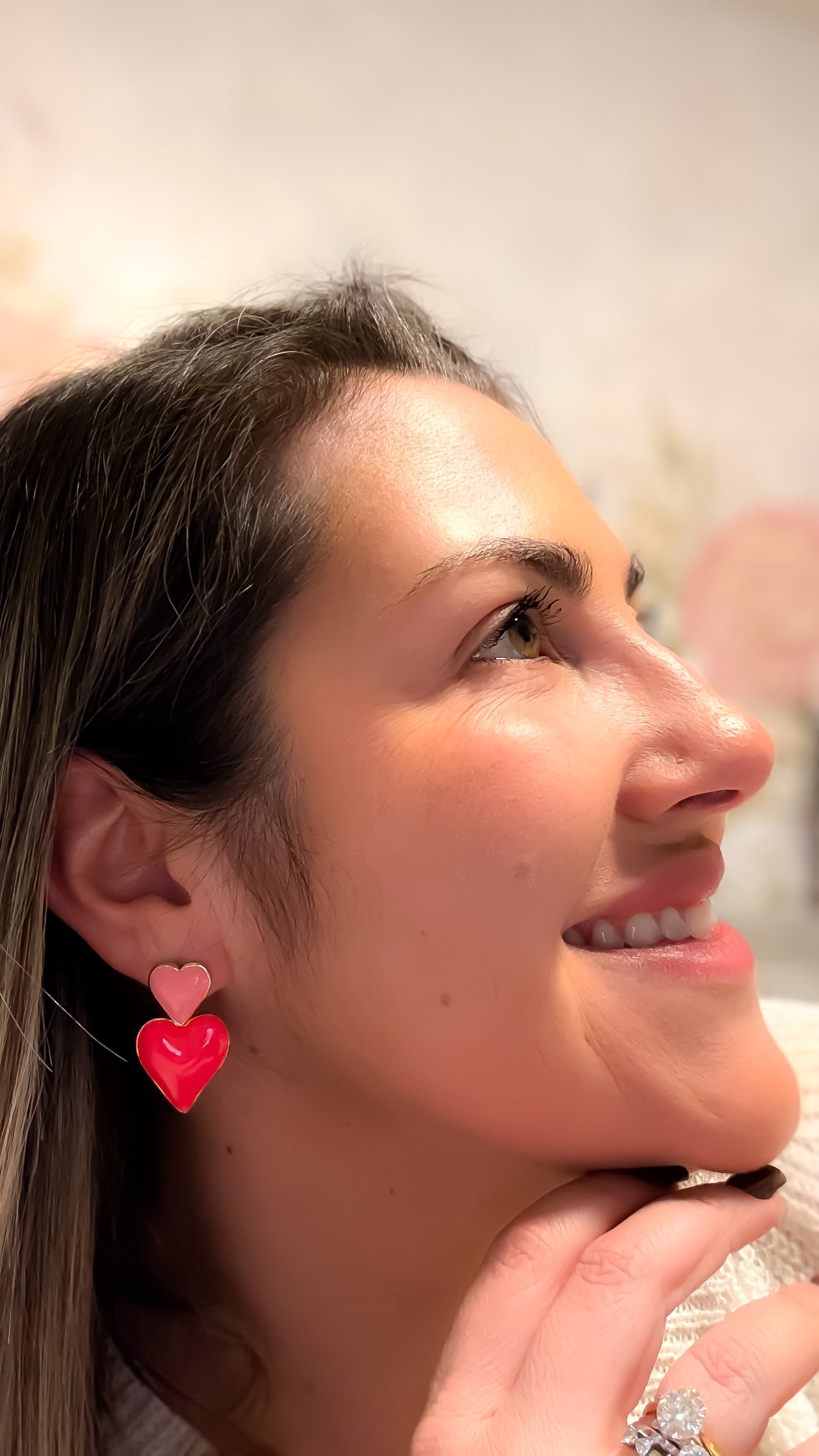 EARRINGS ENAMEL PINK HEARTS