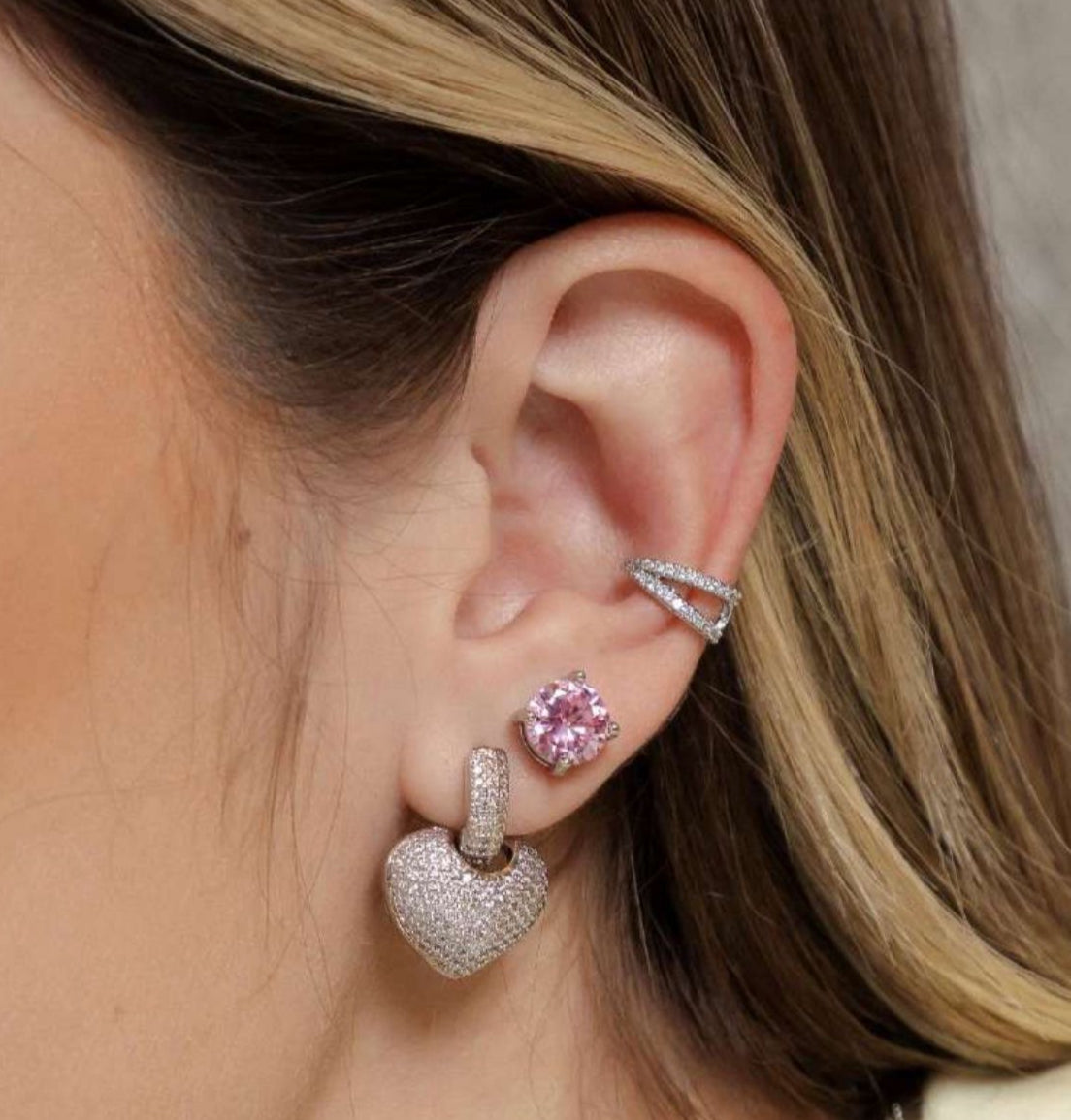 EARRING STUD PINK CRYSTAL 8mm