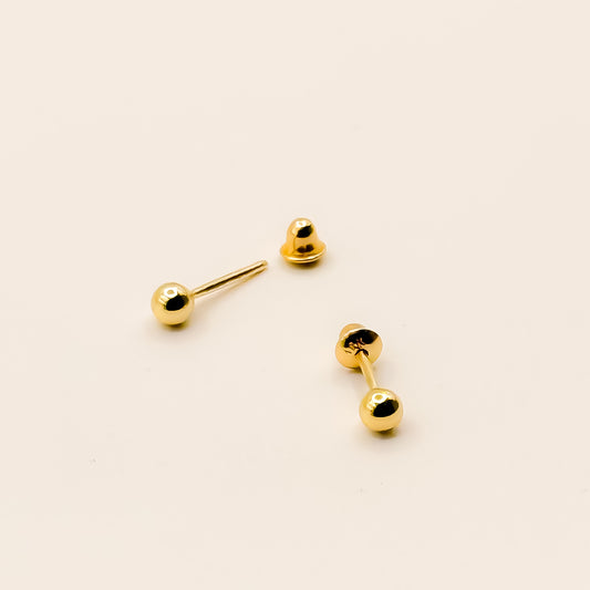 EARRINGS SPHERE 3MM - SOLID 18K GOLD