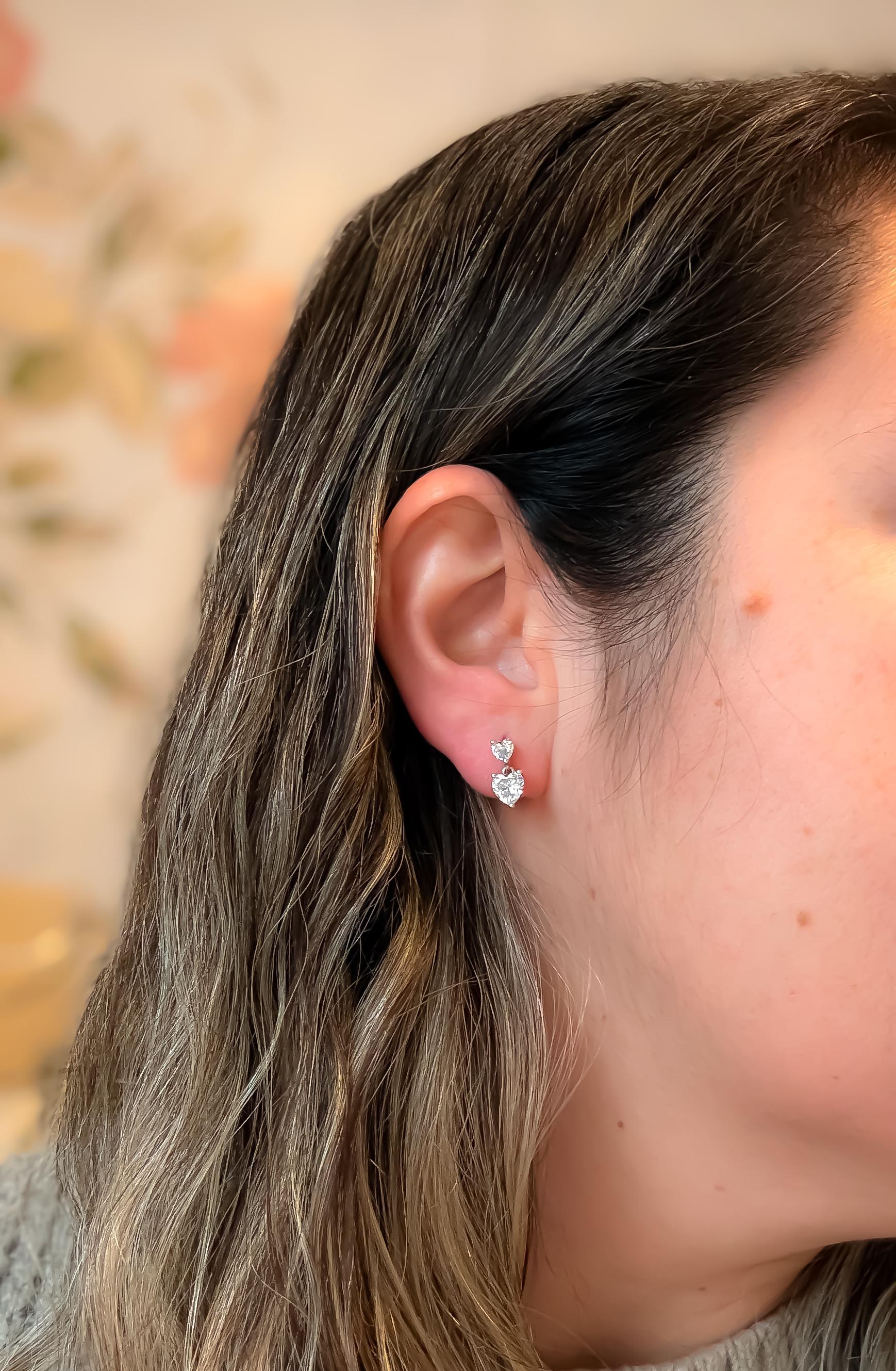 EARRINGS HEARTS CUBIC ZIRCONIA SILVER925