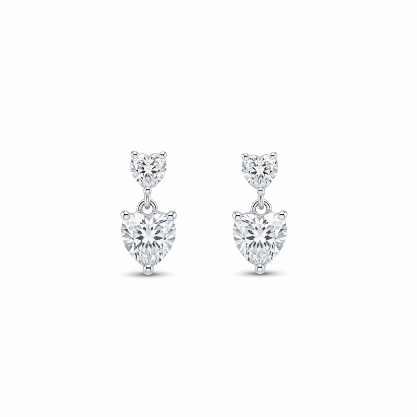 EARRINGS HEARTS CUBIC ZIRCONIA SILVER925