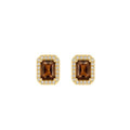 EARRING RECTANGLE BROWN TOPAZ COLOR CRYSTAL