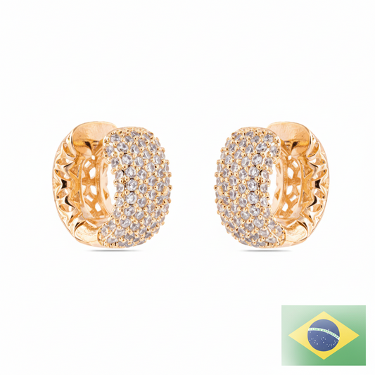 EARRING HOOPS BULKY STUDDED CUBIC ZIRCONIAS