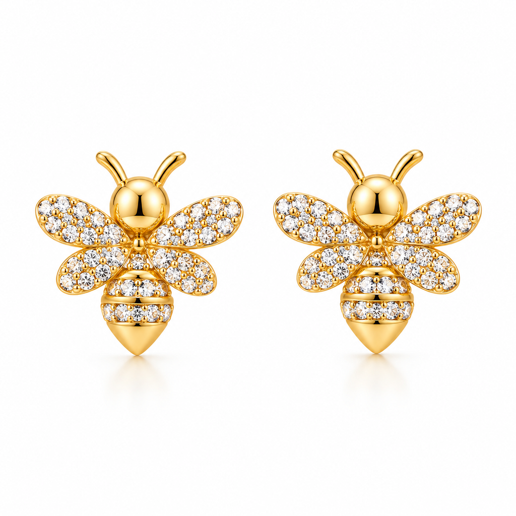EARRING STUDS BEE WITH CRYSTALS
