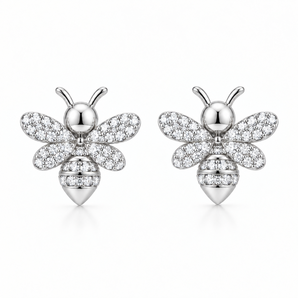 EARRING STUDS BEE WITH CRYSTALS
