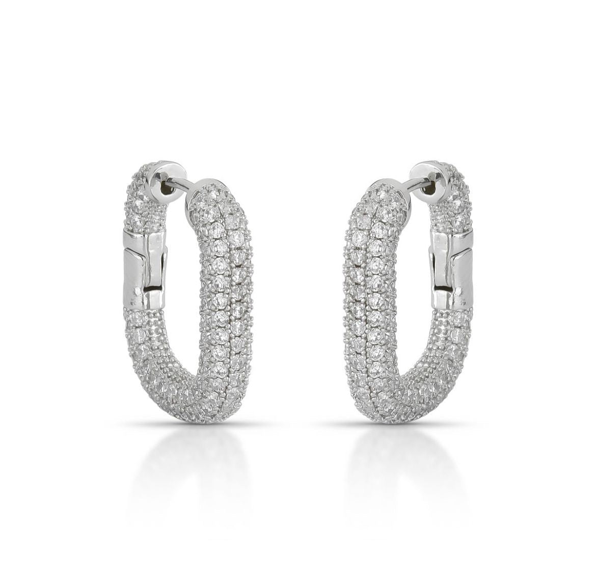 EARRING HOOPS OVAL CUBIC ZIRCON