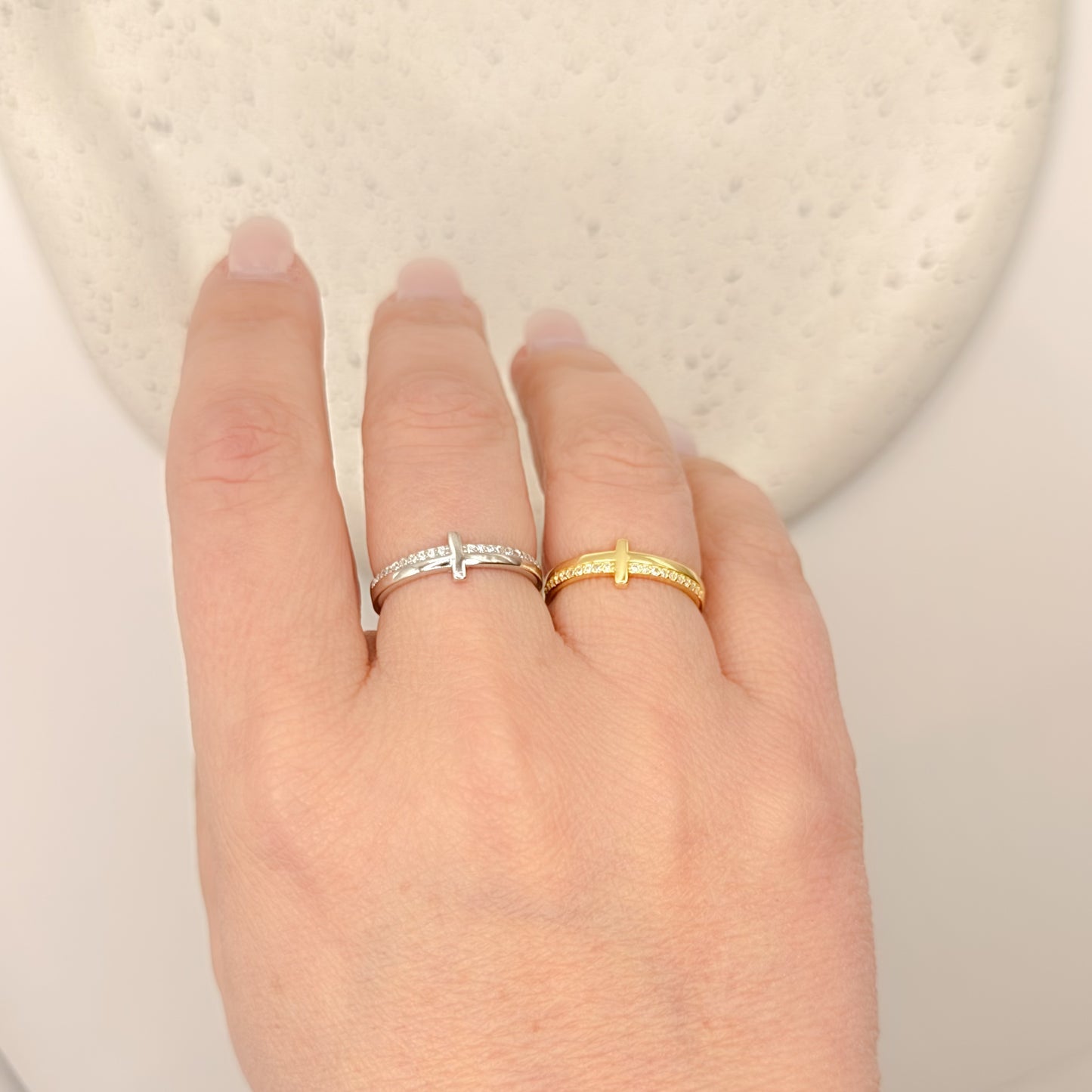 RING CROSS PRAY CUBIC ZIRCONIA