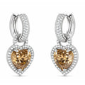 EARRING HOOPS HEART PENDANT CUBIC ZIRCONIA