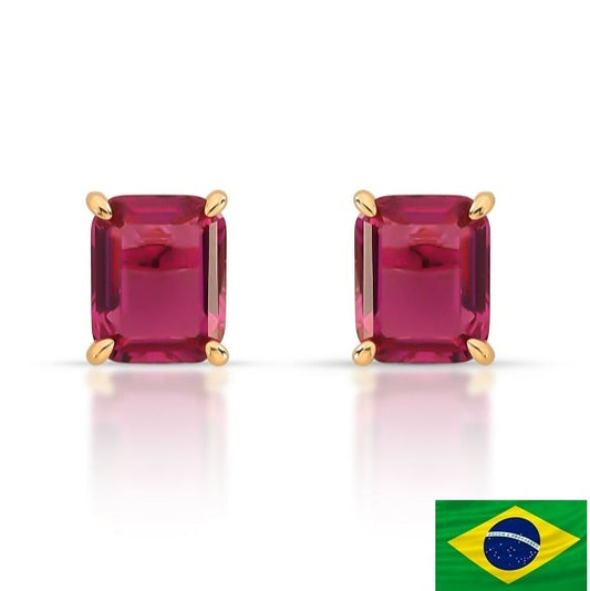 EARRINGS RECTANGLE RUBY RED