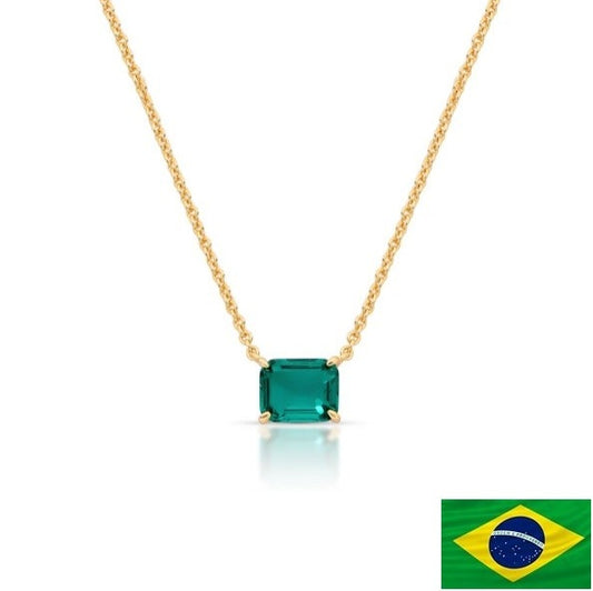 NECKLACE RECTANGLE CUBIC ZIRCONIA PENDANT