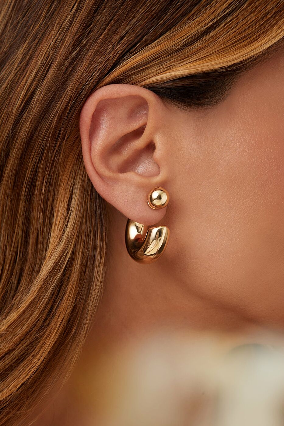 EARRING HOOPS BULKY WITH SPHERE