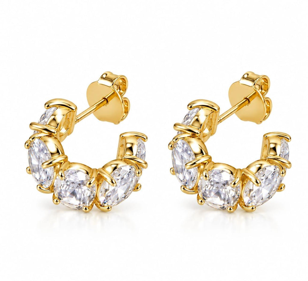 EARRING HOOPS CHUNKY SMALL CUBIC ZIRCONIA