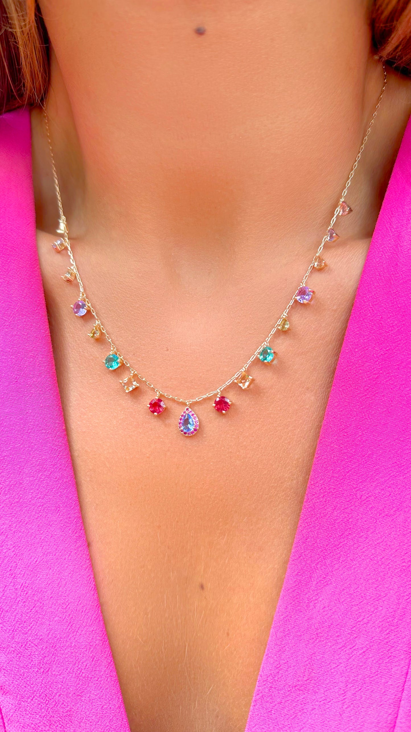 NECKLACE GEOMETRIC COLOR CRYSTALS