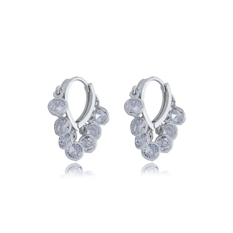 EARRING HOOP ROUND CRYSTAL PENDANTS