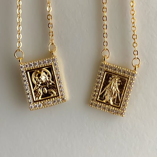 NECKLACE SCAPULAR OUR LADY OF GRACE CUBIC ZIRCONIA