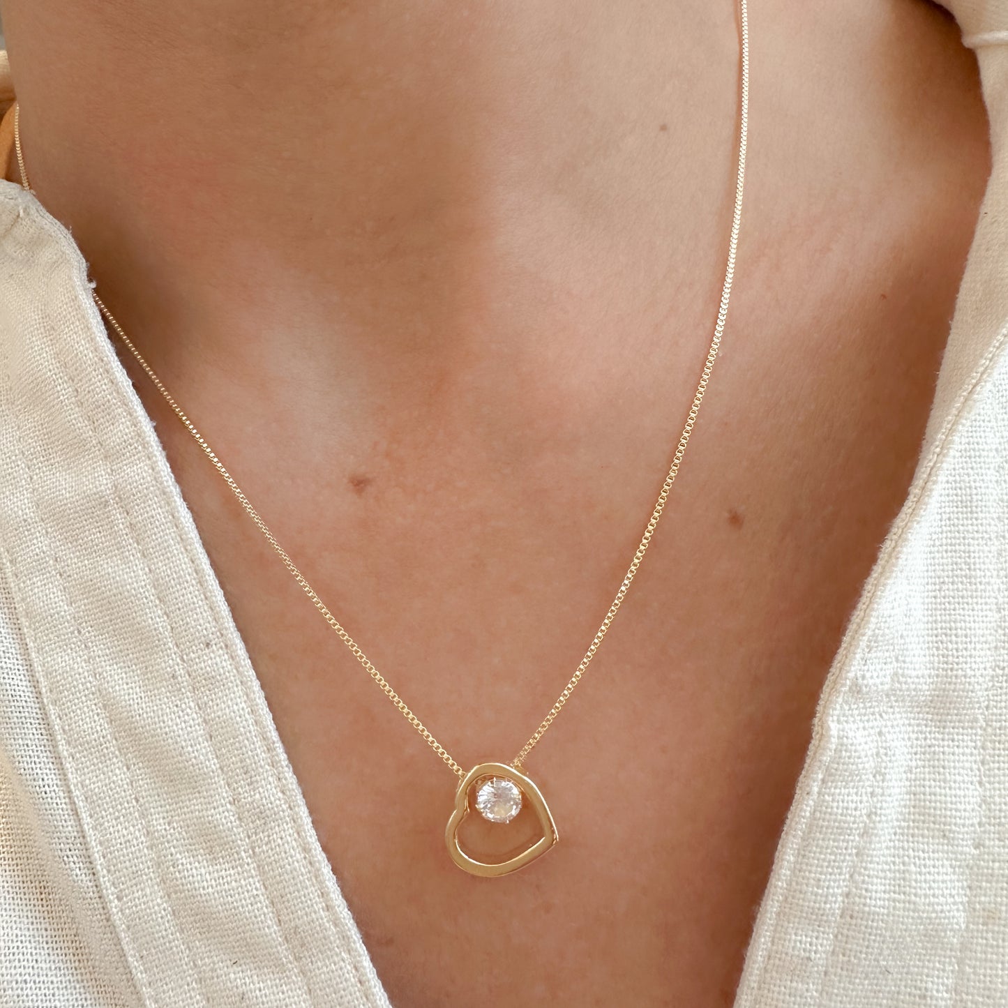 NECKLACE HEART WITH CUBIC ZIRCONIA