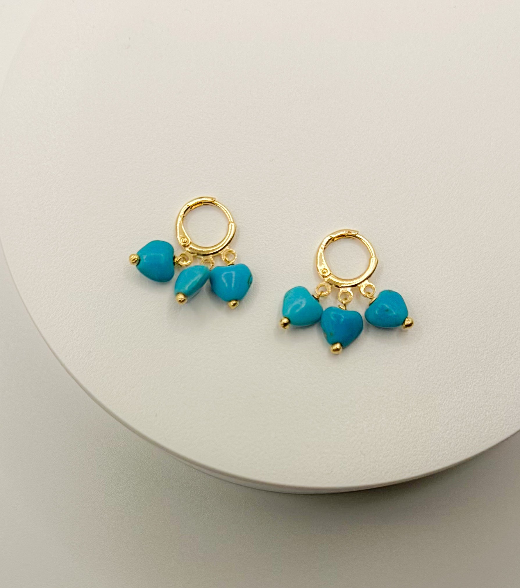 EARRING HOOPS TURQUOISE HEARTS