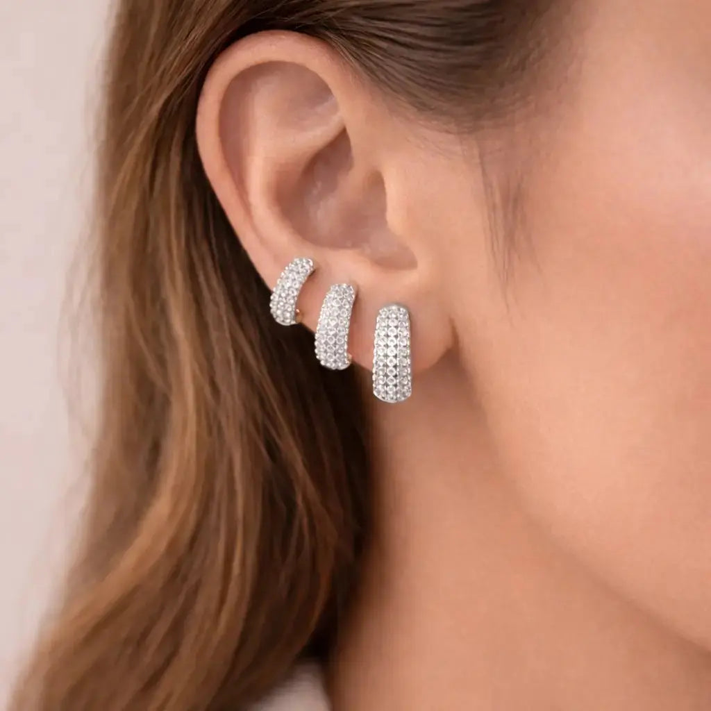 EARRING HOOPS TRIO CUBIC ZIRCONIA