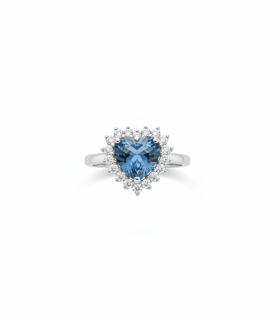 RING HEART STUDDED CUBIC ZIRCONIA
