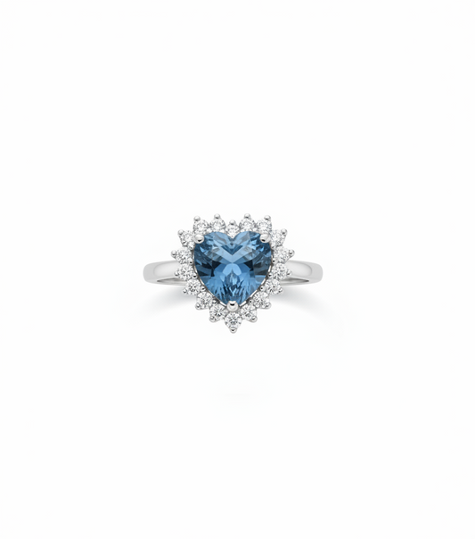 RING HEART STUDDED CUBIC ZIRCONIA