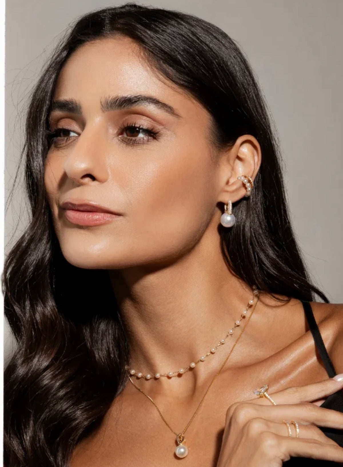 EARRING HOOPS CLICK SOLITAIRE PEARL