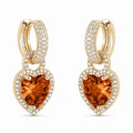 EARRING HOOPS HEART PENDANT CUBIC ZIRCONIA