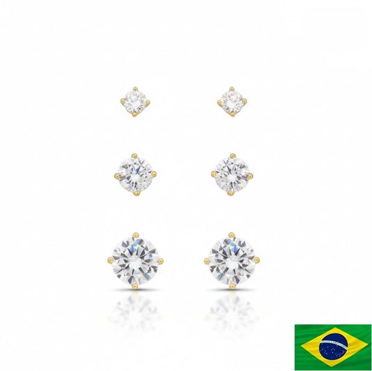 EARRING TRIO STUDS CUBIC ZIRCON