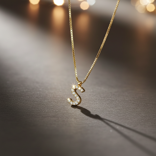 NECKLACE INITIALS CRYSTALS