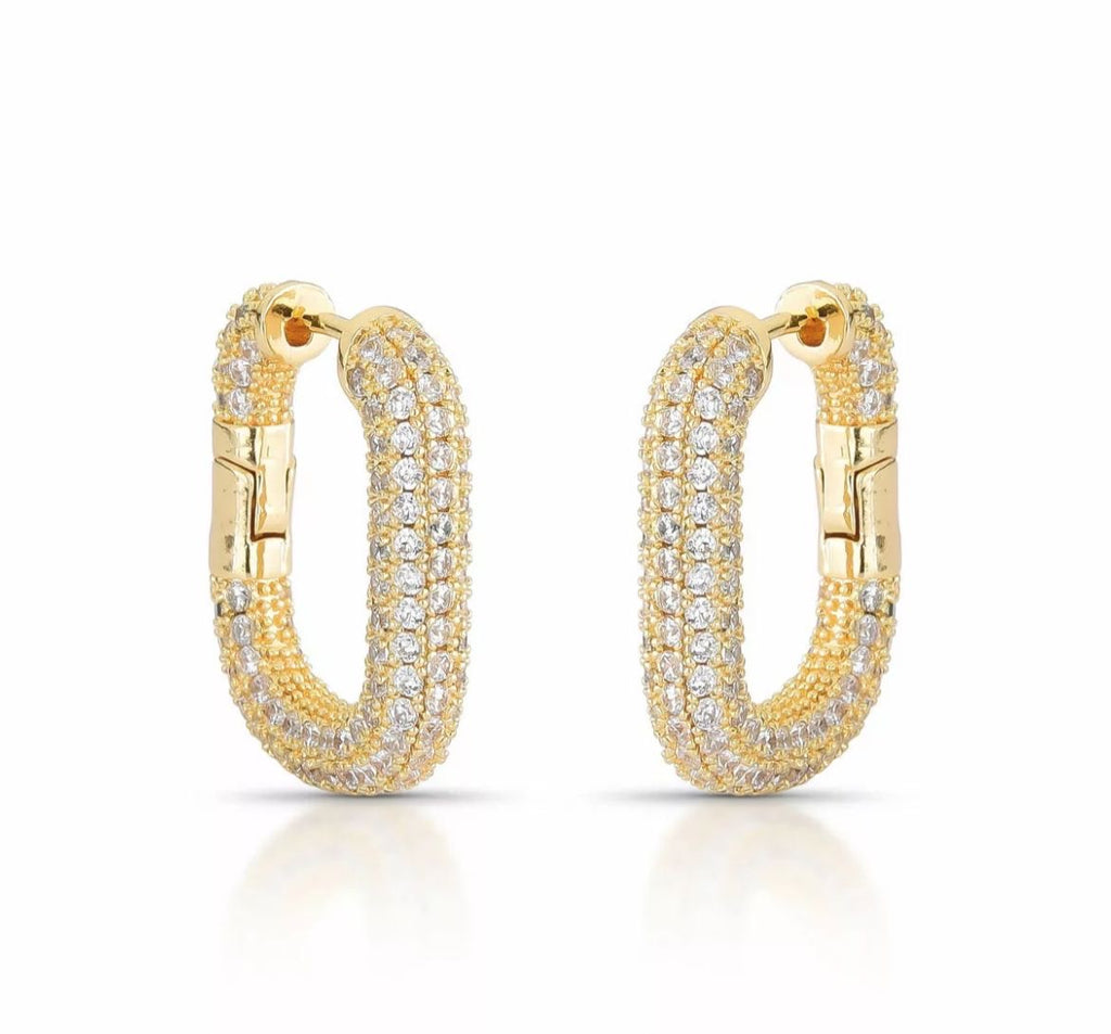 EARRING HOOPS OVAL CUBIC ZIRCON
