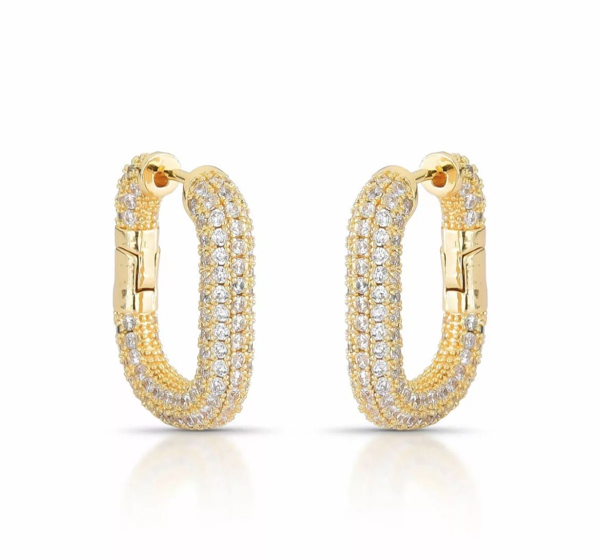 EARRING HOOPS OVAL CUBIC ZIRCON