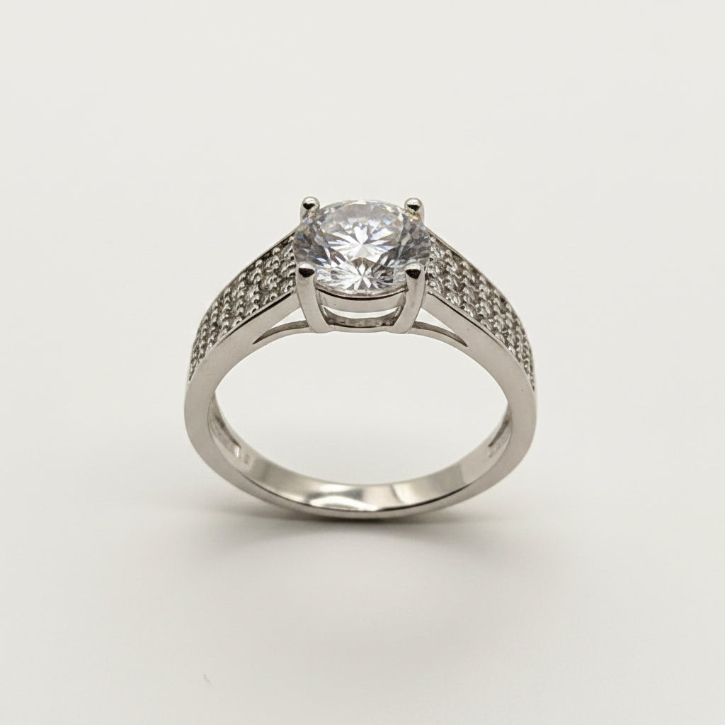 RING SOLITAIRE MOISSANITE 2CT PAVE BAND