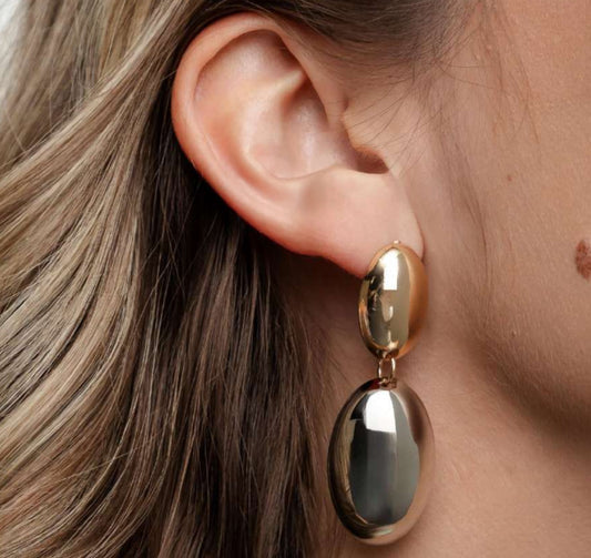 EARRING DUO PLATED OVALS