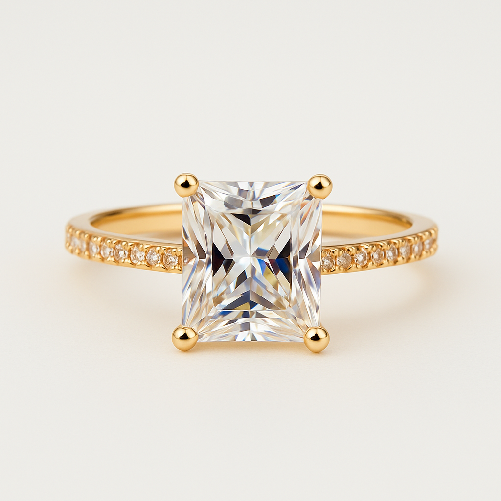 RING RADIANT CUT CUBIC ZIRCON
