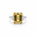 RING CITRINE YELLOW MAXI CRYSTAL WITH CUBIC ZIRCONIA TRIANGLES