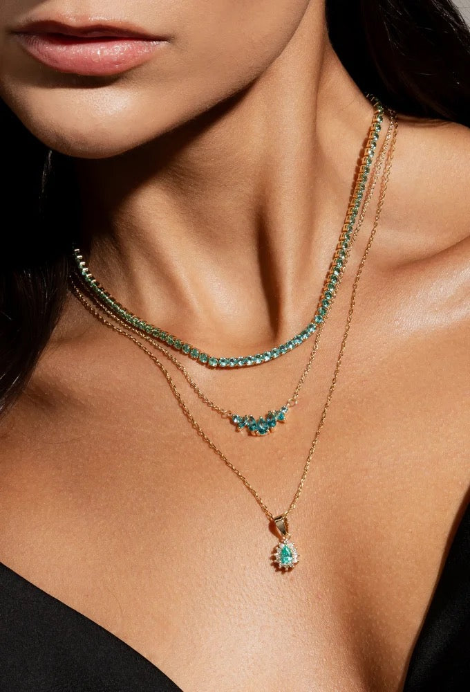 NECKLACE GEOMETRIC PENDANT CUBIC ZIRCONIA
