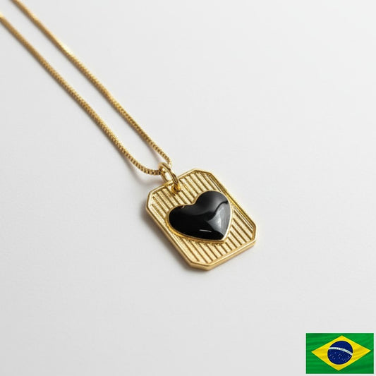 NECKLACE HEART ENAMEL PLAQUE