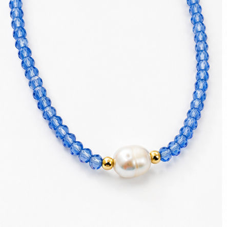 NECKLACE CHOKER NEW COLORS CRYSTALS BAROQUE PEARL