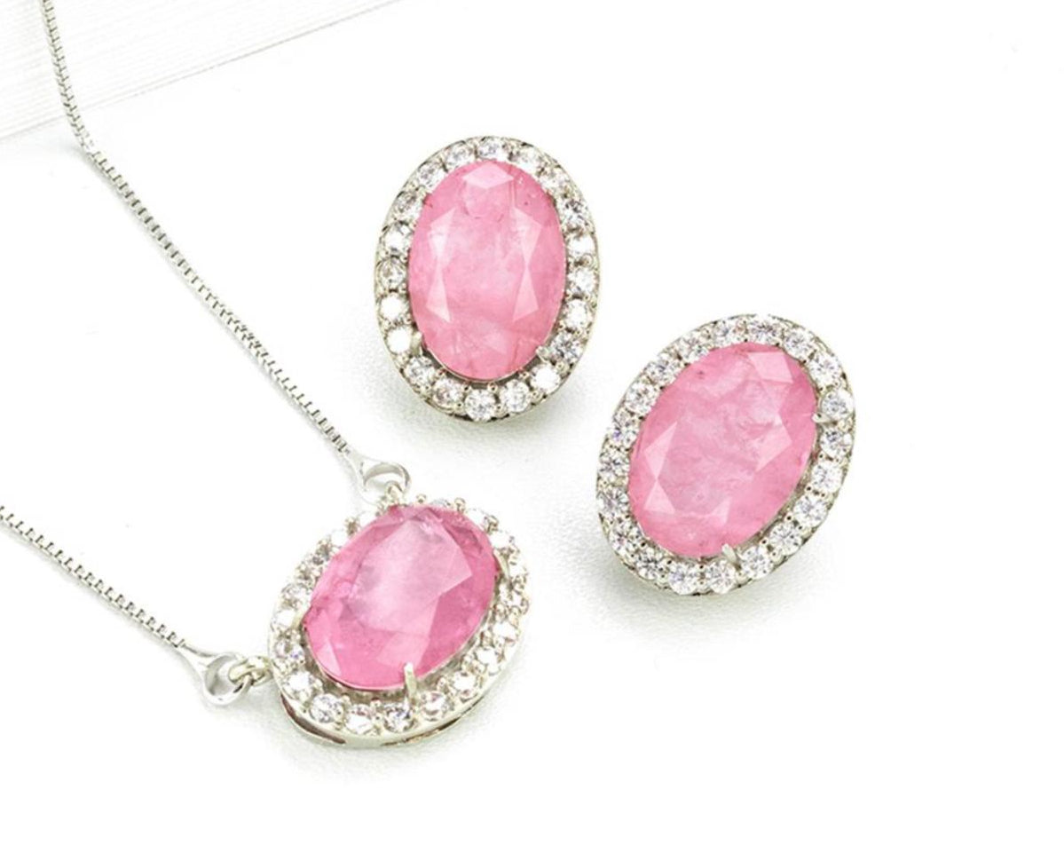 NECKLACE + EARRINGS SET PINK FUSION