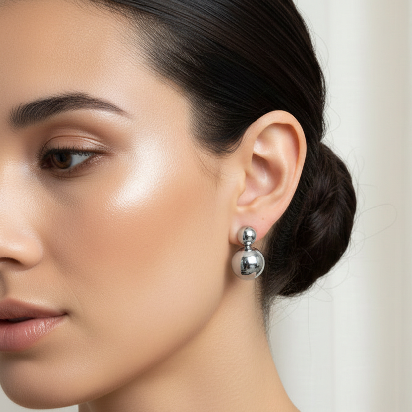 EARRINGS TWO SPHERES