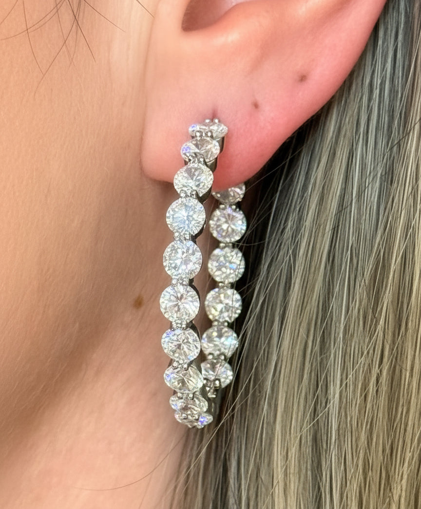 EARRING HOOPS LUXURIOUS CUBIC ZIRCONIA